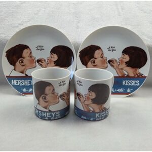 Vintage 1979 Hersheys Milk Chocolate Kiss Mugs‎ and Plates Stafford Japan